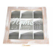 Cutie ceai lemn maro alb 24x24.5x9 cm