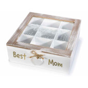 Cutie ceai lemn natur alb 24x24.5x9 cm