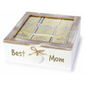 Cutie ceai lemn natur alb 24x24.5x9 cm