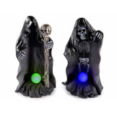 Set 2 figurine Halloween Schelet Fantoma polirasina multicolora cu leduri cm 9,5 x 8,5 x 17,5 H