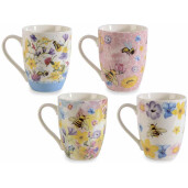 Set 4 cani portelan Bee Honey 8.5x10.5 cm, 350 ml