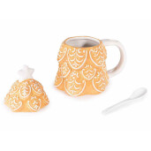 Set 2 cani Craciun ceramica alba maro Ø 11 cm x 17.5 H, 400 ml