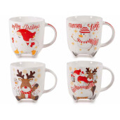 Set 8 cani Craciun portelan 8.5x9.5 cm, 300 ml