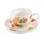 Set 2 cesti portelan Capsuni 9x6.5 cm, 200 ml