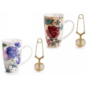 Set 4 cani portelan multicolor, 4 infuzoare 8.5x13.5 cm, 450 ml
