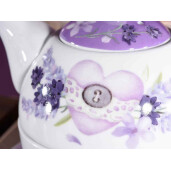 Set 2 ceainice, 2 cesti portelan alb mov Lavanda 16x10.5x13 cm, 400 ml, 250 ml