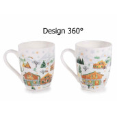 Set 8 cani Craciun portelan multicolor Village Ø 8 x 10,5 H, 300 ml