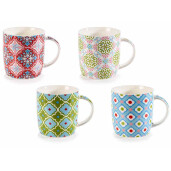 Set 8 cani portelan multicolor Geometric 8.5x9 cm 350 ml