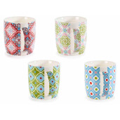 Set 8 cani portelan multicolor Geometric 8.5x9 cm 350 ml