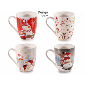 Set 8 cani Craciun portelan multicolor 8x10 cm, 350 ml
