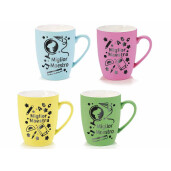 Set 4 cani portelan multicolor 8.5x10.5 cm, 400 ml