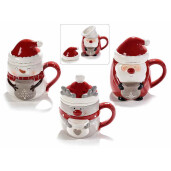 Set 3 cani cu infuzor ceai Craciun ceramica multicolora Ø 8 cm x 14 H, 400 ml