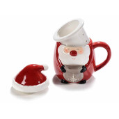 Set 3 cani cu infuzor ceai Craciun ceramica multicolora Ø 8 cm x 14 H, 400 ml
