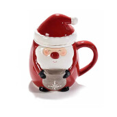 Set 3 cani cu infuzor ceai Craciun ceramica multicolora Ø 8 cm x 14 H, 400 ml