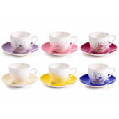 Set 12 cesti ceramica multicolora 6.5x5 cm, 80 ml