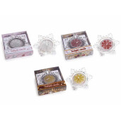 Set 3 suporturi si 3 lumanari in cutii cadou Fulg de Nea cm 7 x 8 x 2 H