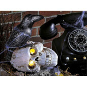 Figurina Halloween Schelet polirasina multicolora cu leduri cm cm 16 x 11,5 x 19 H
