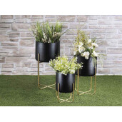 Ghiveci flori metal negru auriu Ø 24 x 42,5 H