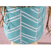 Ghiveci flori lemn ceramica albastra alba 11x16 cm