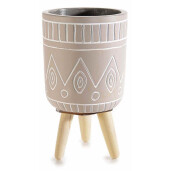 Ghiveci flori ceramica taupe lemn natur Ø 10,5 cm x 18,5 H