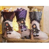 Ciorap decorativ Halloween Befana textil multicolor cm 18 x 30 H