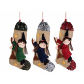 Set 3 ciorapi decorativi Befana textil multicolor cm 20 x 37 H
