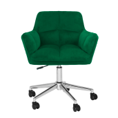 Scaun birou, fotoliu catifea verde smarald crom Hagrid 63x63x77/86 cm