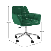 Scaun birou, fotoliu catifea verde smarald crom Hagrid 63x63x77/86 cm