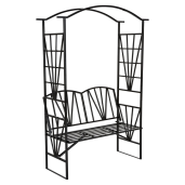 Banca de gradina cu pergola metal neagru Haifa 114x42x210 cm 