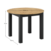 Masa dining extensibila DTD laminat negru stejar artisan Harry 103-142x102x76 cm