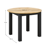 Masa dining extensibila DTD laminat negru stejar craft auriu Harry 103-142x102x76 cm