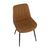 Scaun dining piele ecologica maro camel metal negru Hazal 49x57x85 cm