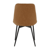 Scaun dining piele ecologica maro camel metal negru Hazal 49x57x85 cm