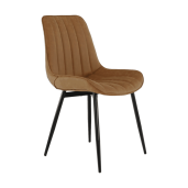 Scaun dining piele ecologica maro camel metal negru Hazal 49x57x85 cm