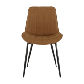 Scaun dining piele ecologica maro camel metal negru Hazal 49x57x85 cm