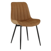 Scaun dining piele ecologica maro camel metal negru Hazal 49x57x85 cm