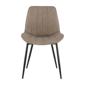 Scaun piele ecologica taupe metal negru Hazal 49x57x85 cm
