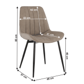 Scaun piele ecologica taupe metal negru Hazal 49x57x85 cm