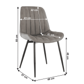 Scaun piele ecologica gri metal negru Hazal 49x57x85 cm
