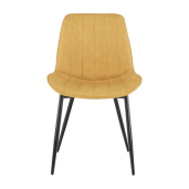 Scaun piele ecologica galbena metal negru Hazal 49x57x85 cm