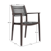 Scaun stivuibil gri-maro Herta 58x56.5x85.5 cm