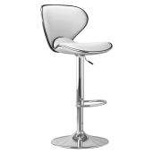 Scaun bar metal crom piele ecologica alba Hedli 45x51x83-105 cm