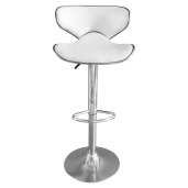 Scaun bar metal crom piele ecologica alba Hedli 45x51x83-105 cm