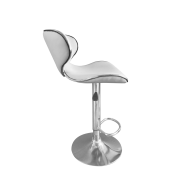 Scaun bar metal crom piele ecologica alba Hedli 45x51x83-105 cm