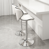 Scaun bar metal crom piele ecologica alba Hedli 45x51x83-105 cm