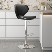 Scaun bar metal crom piele ecologica neagra Hedli 45x51x83-105 cm