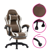 Scaun birou, gaming textil maro alb plastic negru Hospo 63x62x111-121 cm