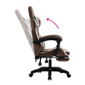 Scaun birou, gaming textil maro alb plastic negru Hospo 63x62x111-121 cm