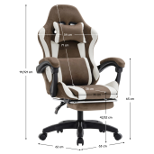 Scaun birou, gaming textil maro alb plastic negru Hospo 63x62x111-121 cm