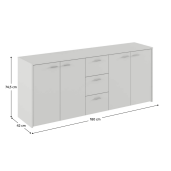 Comoda PAL alb Hugos 180x42x74.5 cm